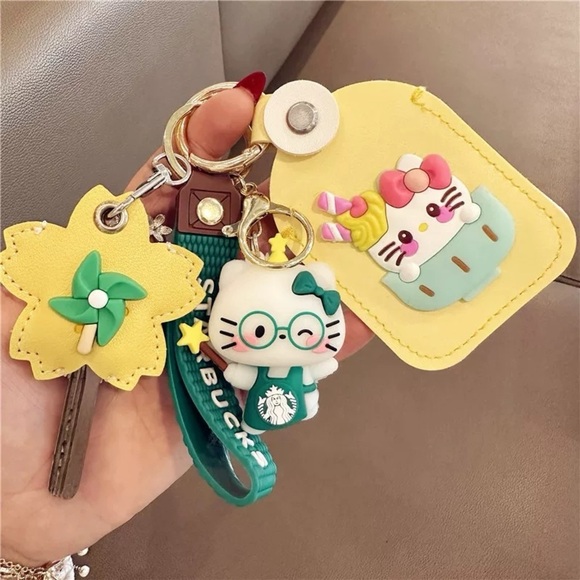starbucks Hello Kitty Star Keychain Green Sanrio Collab Strap Bag Charm - Picture 2 of 2